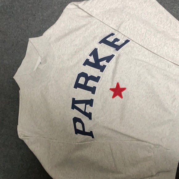 Parke Varsity Logo Relaxed-fit Mock Neck Pullover with Red star Patch size XXL